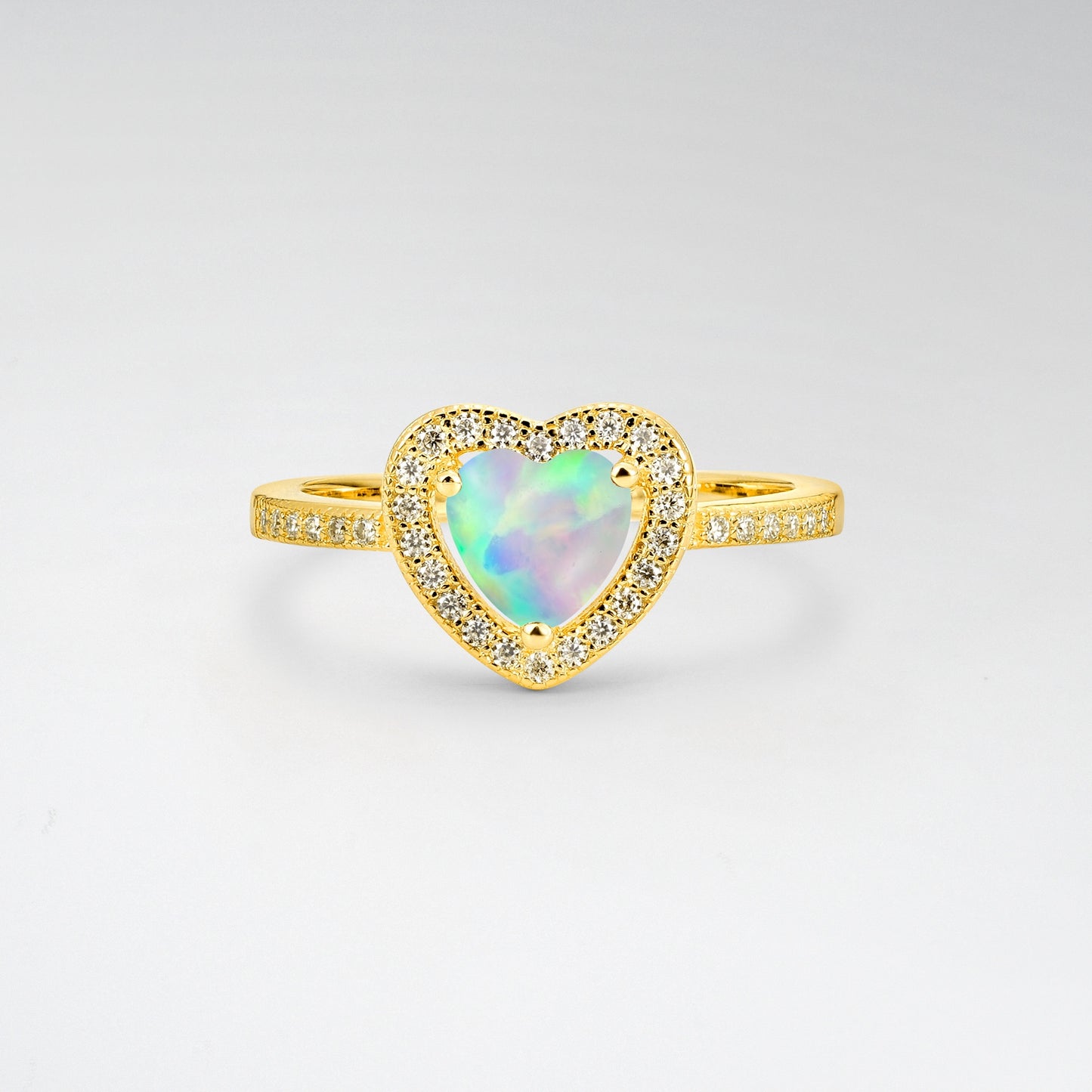 Heart Cut Vintage Halo Opal Pave Engagement Ring - Additional view
