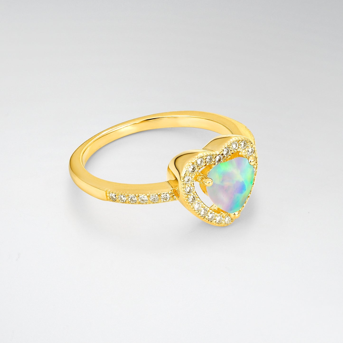 Heart Cut Vintage Halo Opal Pave Engagement Ring - Additional view