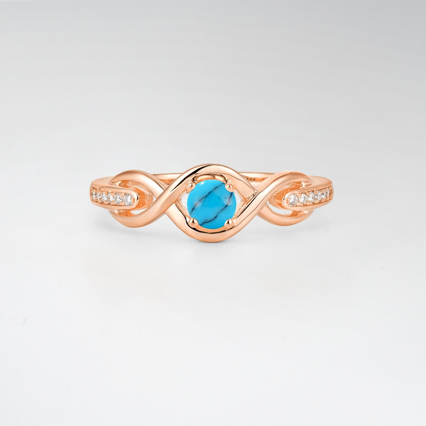 Infinity Twist Round Cut Turquoise Engagement Ring - Additional view