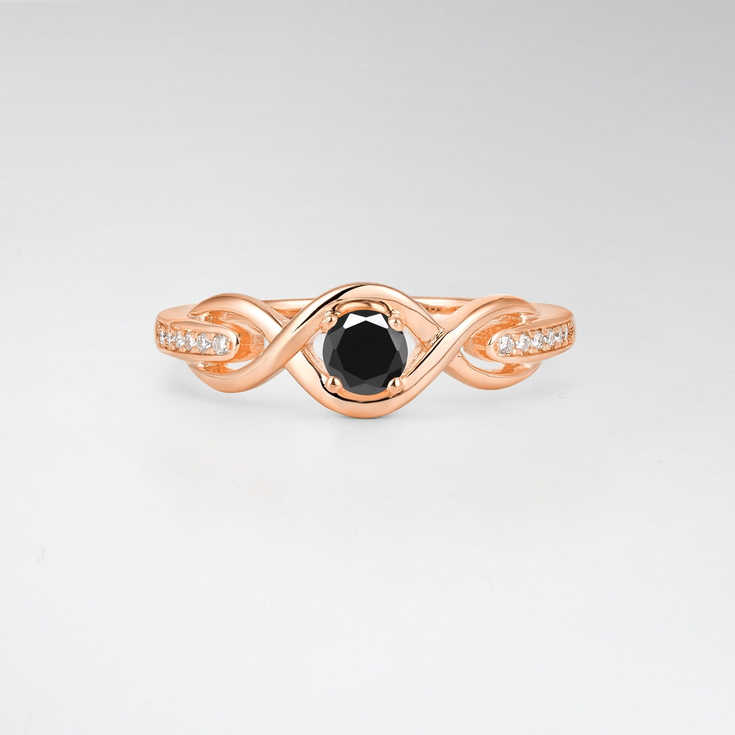 Infinity Twist Round Cut Black Onyx Engagement Ring - Additional view