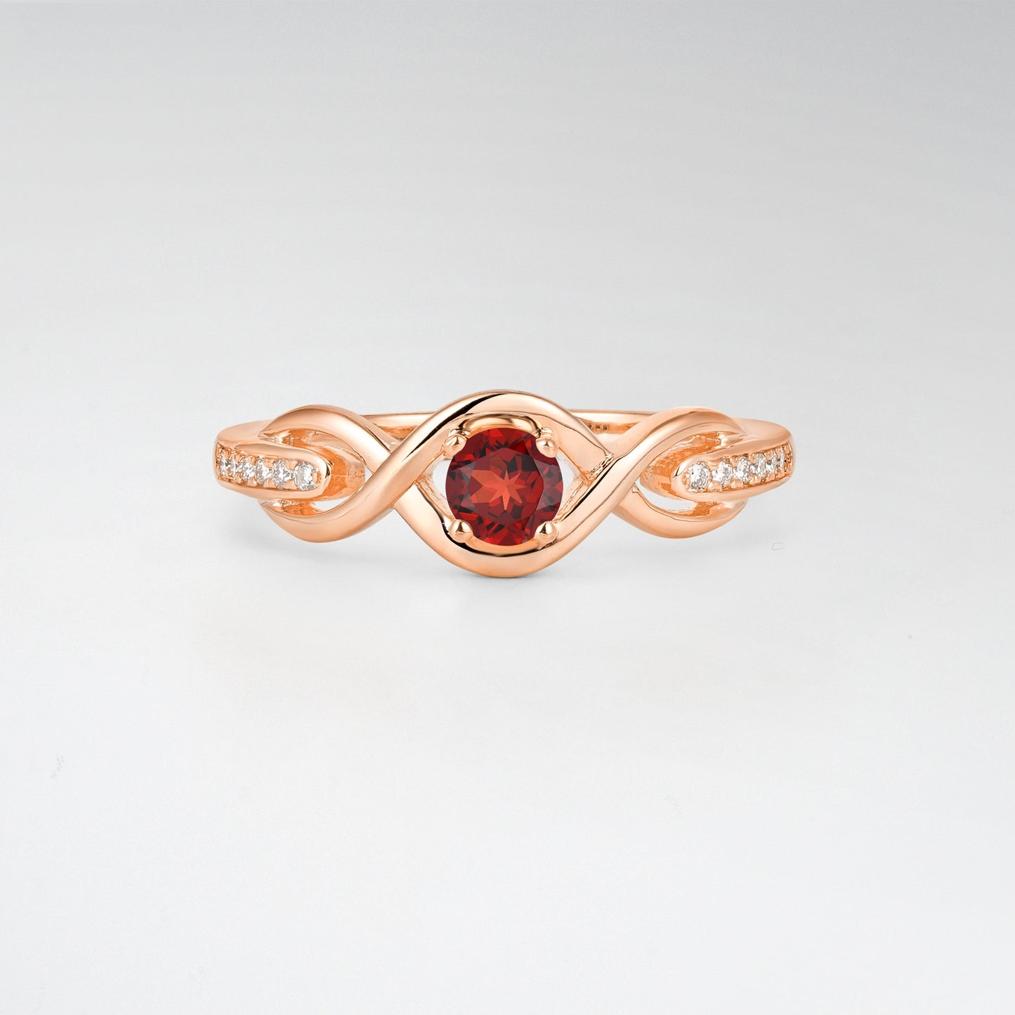 Infinity Twist Round Cut Garnet Engagement Ring - Additional view
