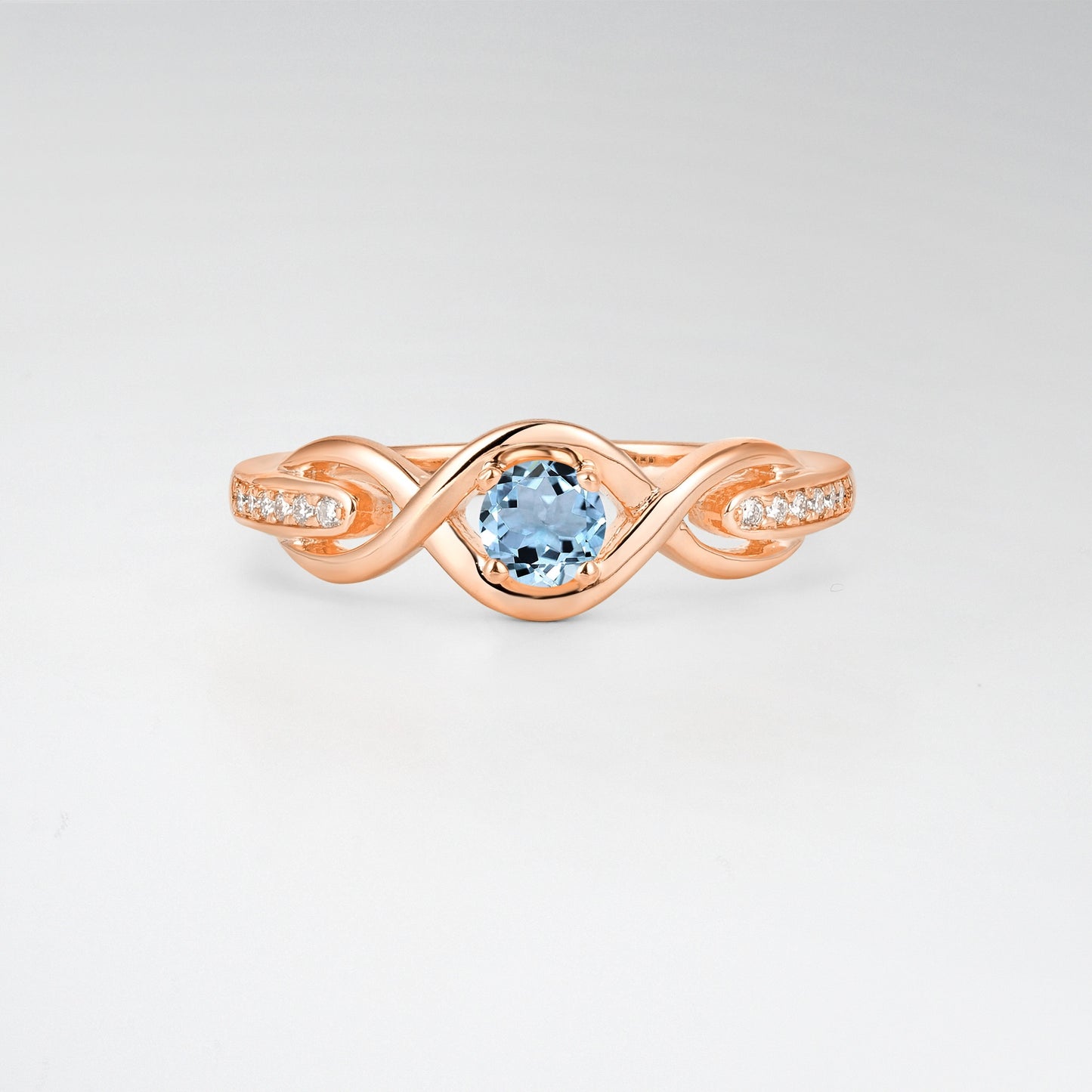 Infinity Twist Round Cut Aquamarine Engagement Ring - Additional view