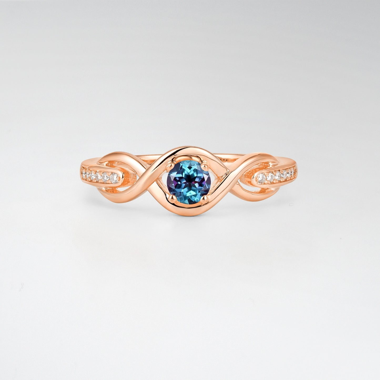 Infinity Twist Round Cut Alexandrite Engagement Ring - Additional view