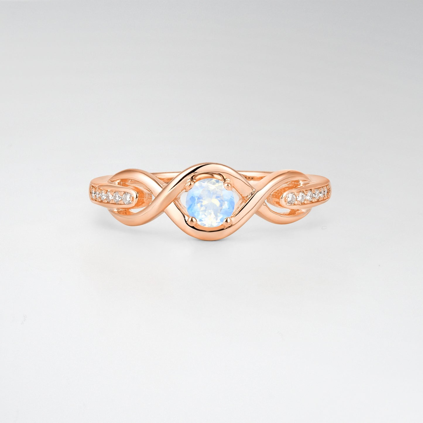 Infinity Twist Round Cut Moonstone Engagement Ring - Additional view