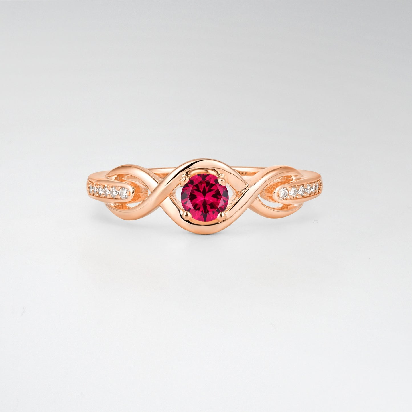 Infinity Twist Round Cut Ruby Engagement Ring - Additional view
