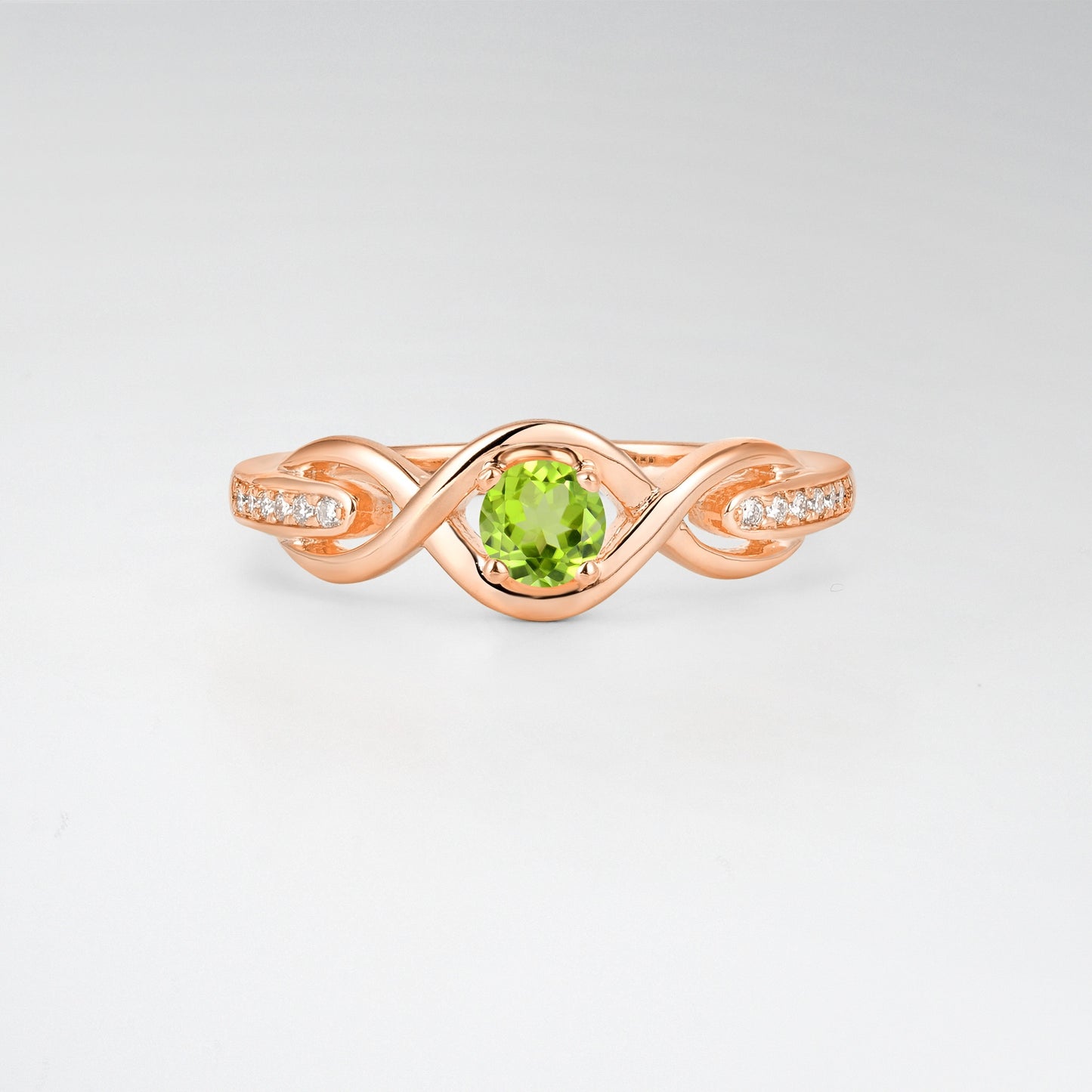 Infinity Twist Round Cut Peridot Engagement Ring - Additional view