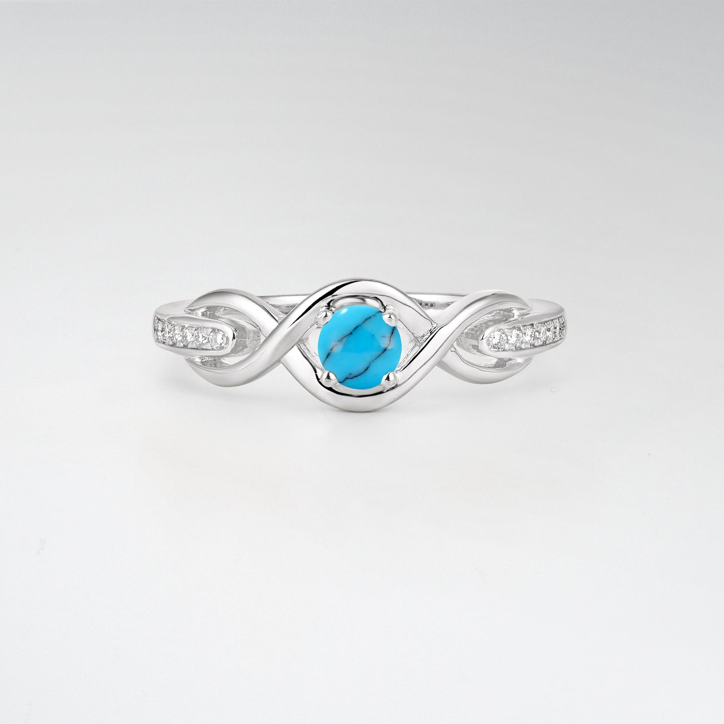 Infinity Twist Round Cut Turquoise Engagement Ring - Additional view