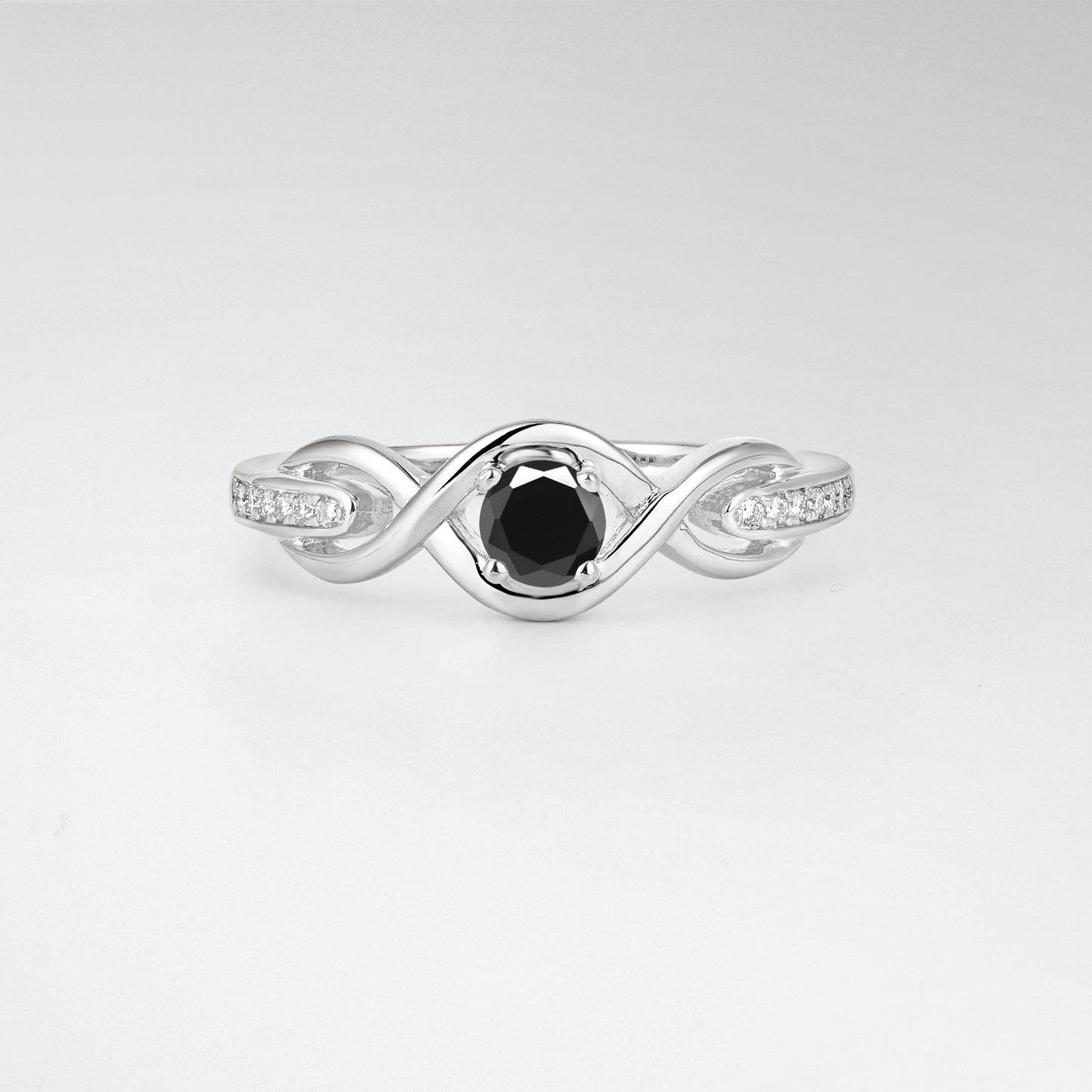 Infinity Twist Round Cut Black Onyx Engagement Ring - Additional view