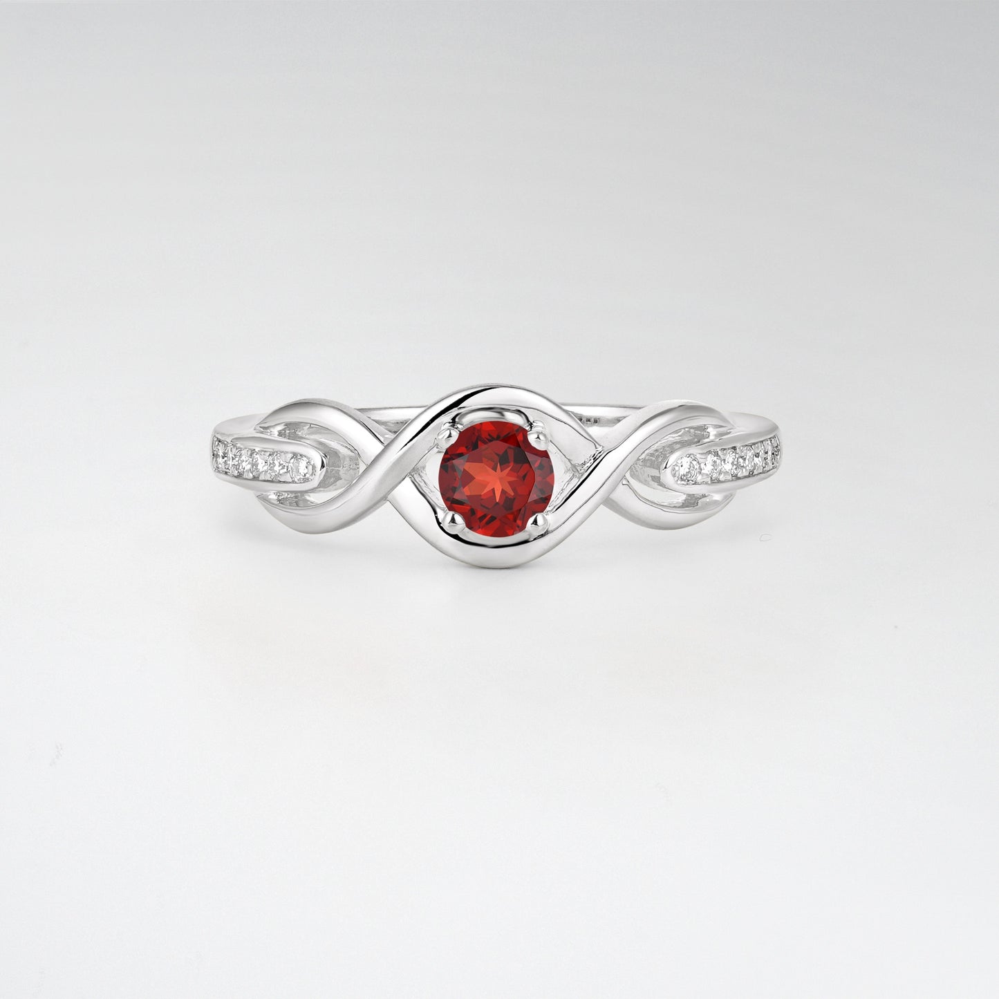 Infinity Twist Round Cut Garnet Engagement Ring - Additional view