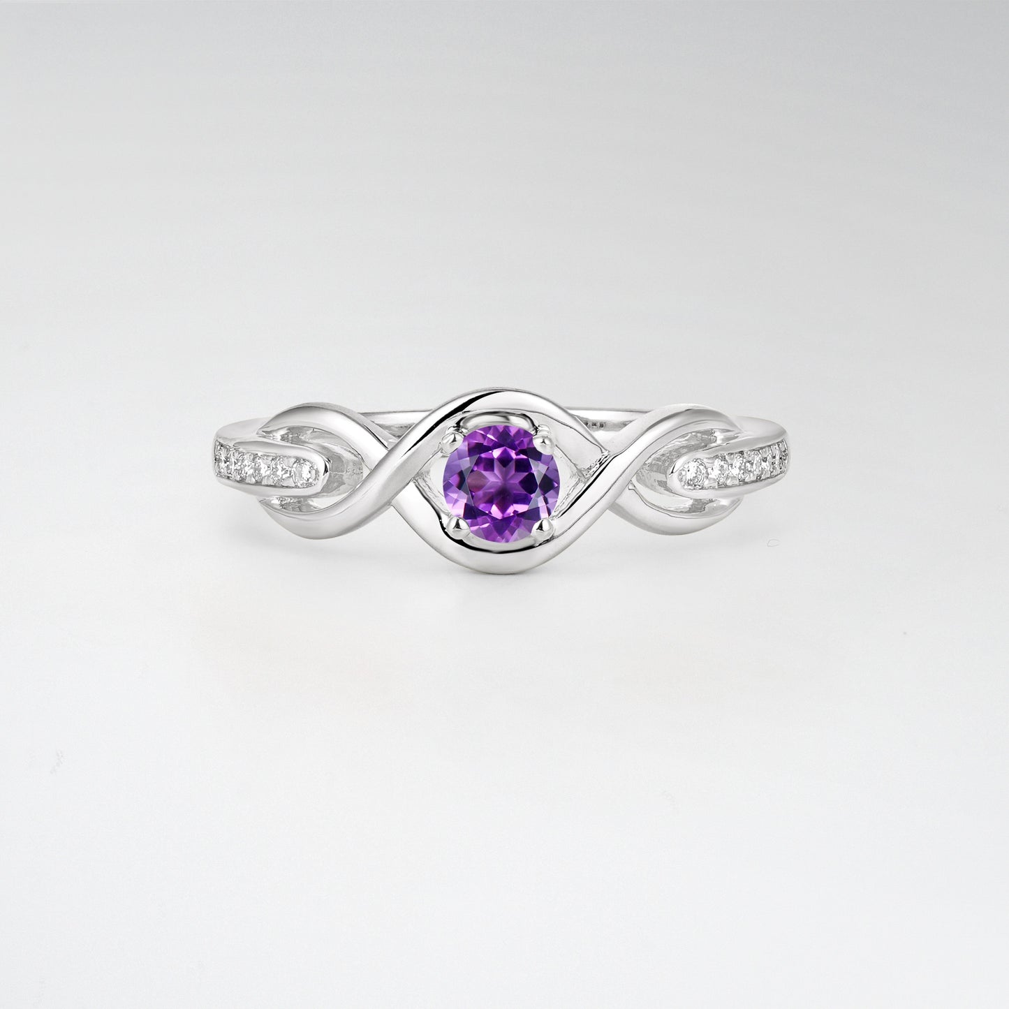 Infinity Twist Round Cut Amethyst Engagement Ring - Additional view