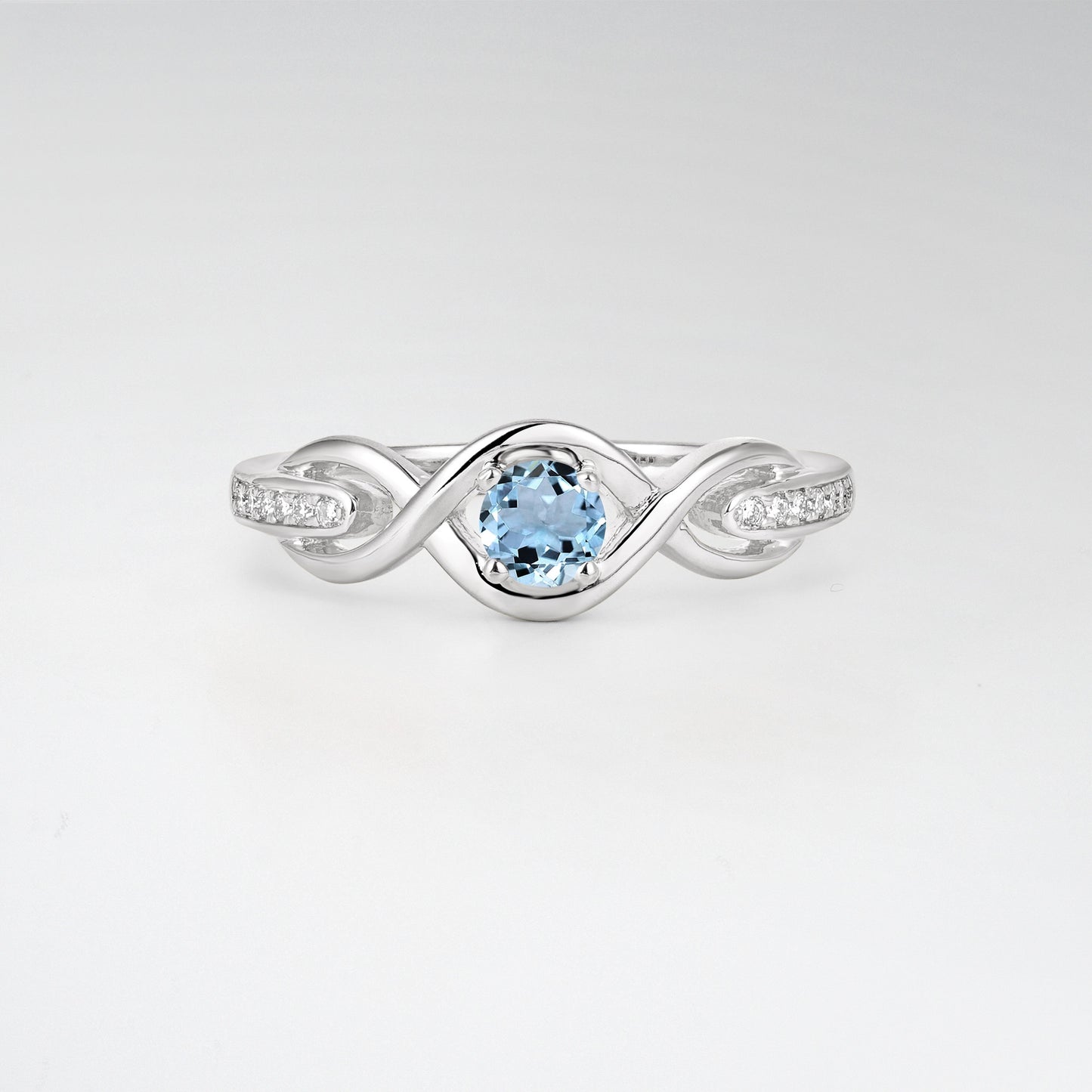 Infinity Twist Round Cut Aquamarine Engagement Ring - Additional view