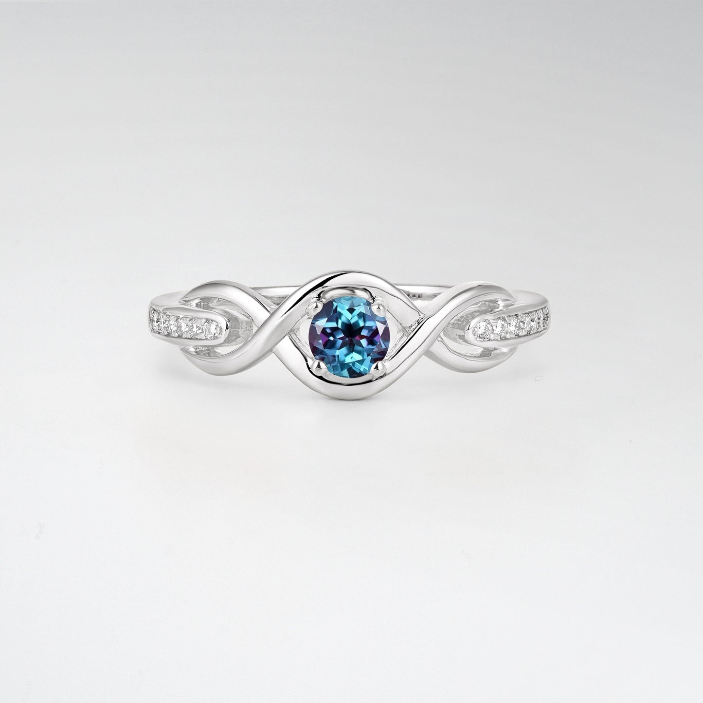 Infinity Twist Round Cut Alexandrite Engagement Ring - Additional view