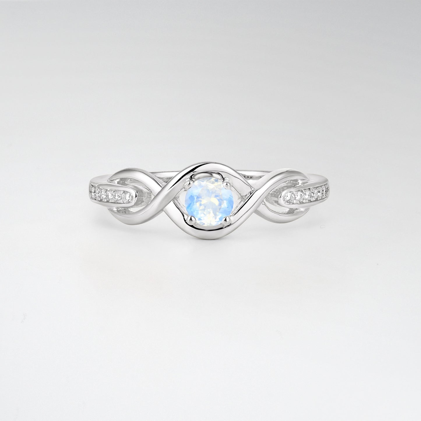 Infinity Twist Round Cut Moonstone Engagement Ring - Additional view