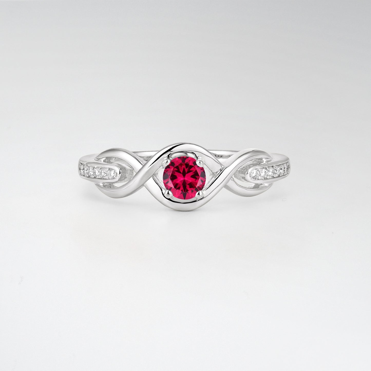 Infinity Twist Round Cut Ruby Engagement Ring - Additional view