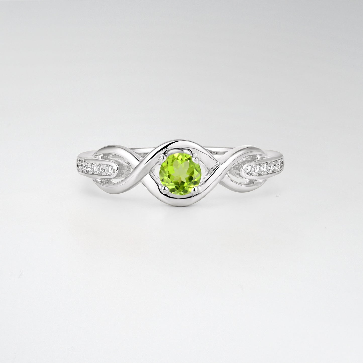 Infinity Twist Round Cut Peridot Engagement Ring - Additional view