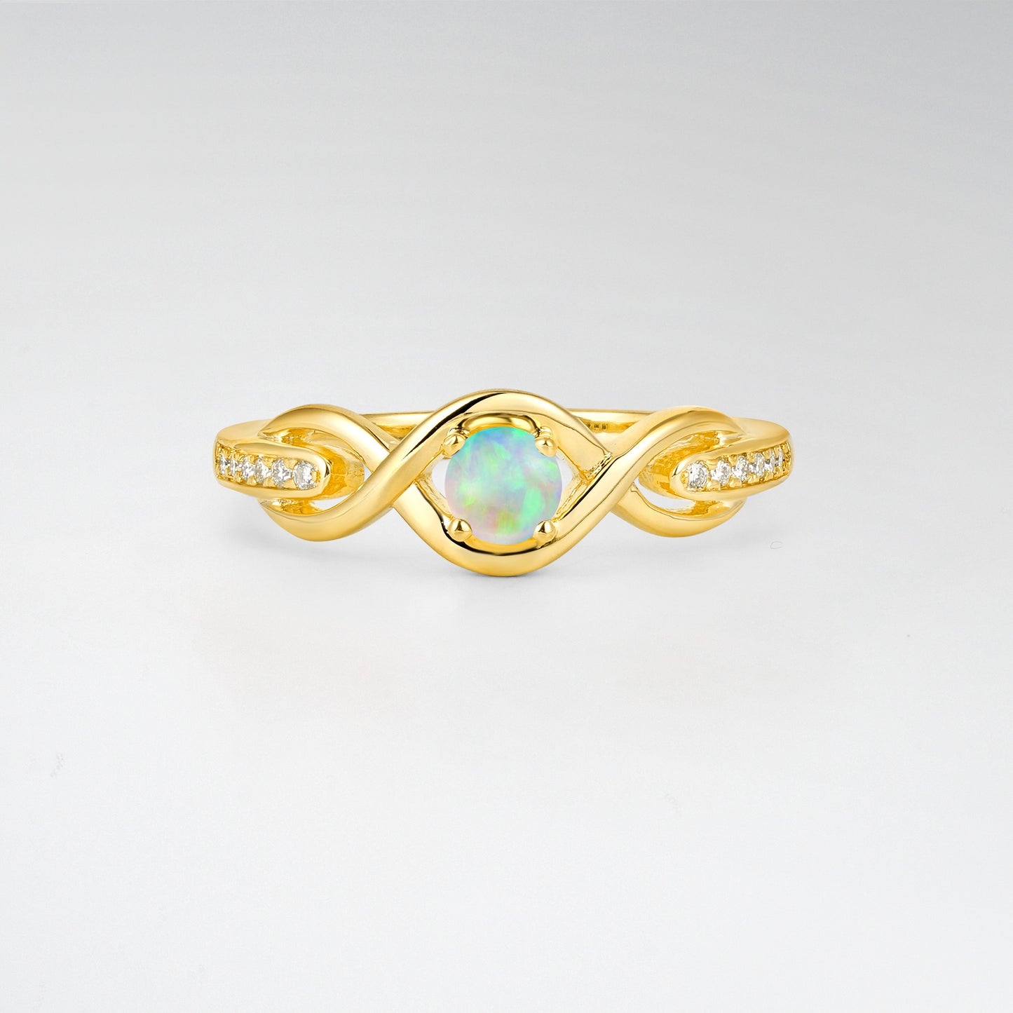 Infinity Twist Round Cut Opal Engagement Ring - Additional view