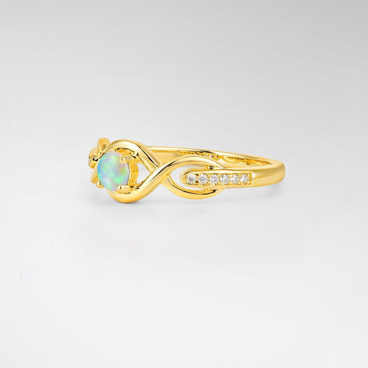 Infinity Twist Round Cut Opal Engagement Ring - Additional view
