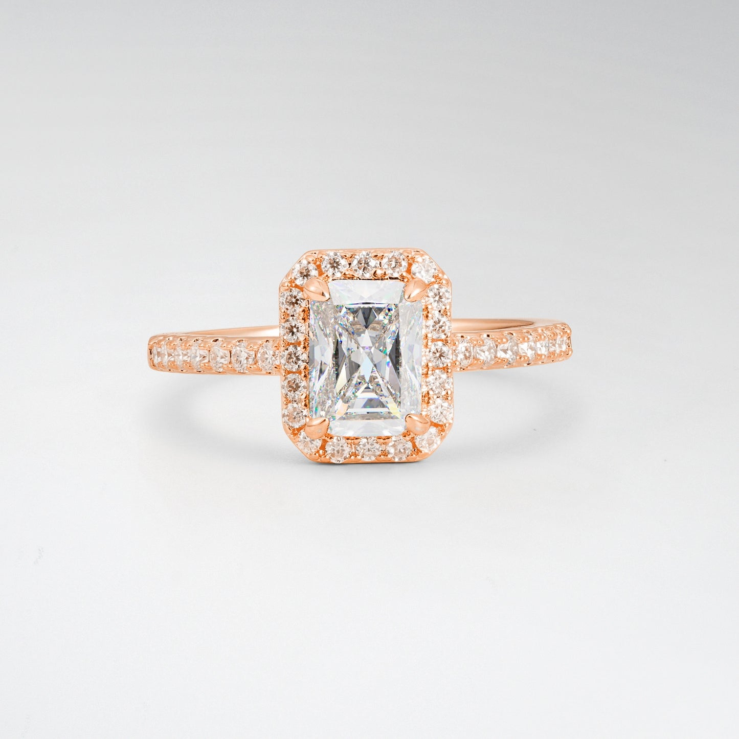 Halo Emerald Cut Moissanite 1.5CT Engagement Ring - Additional view