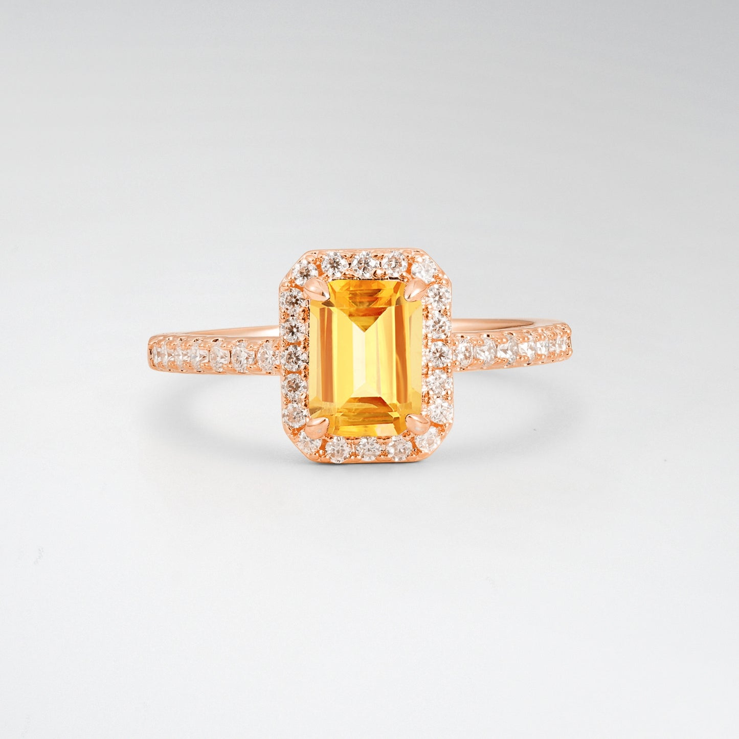 Halo Emerald Cut Citrine 1.5CT Engagement Ring - Additional view