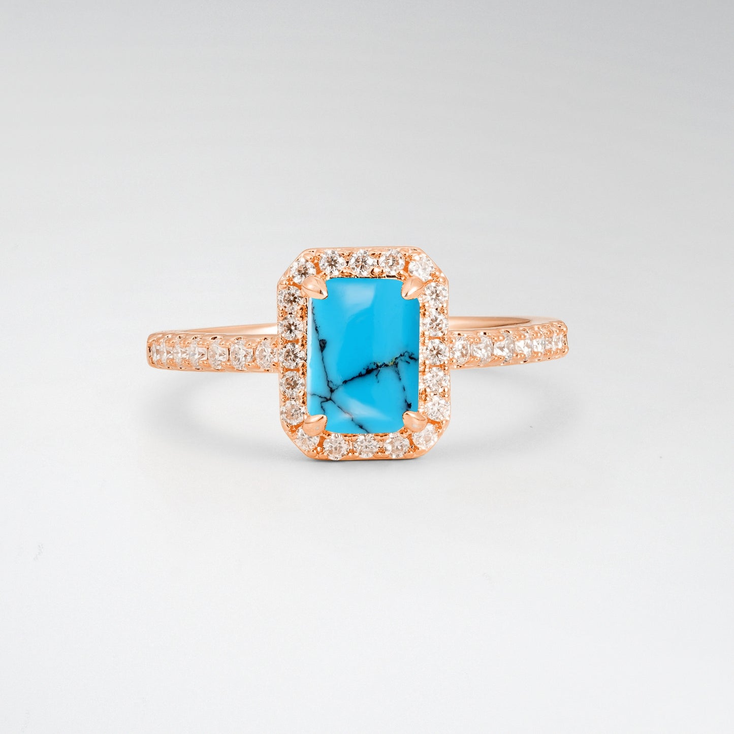 Halo Emerald Cut Turquoise 1.5CT Engagement Ring - Additional view