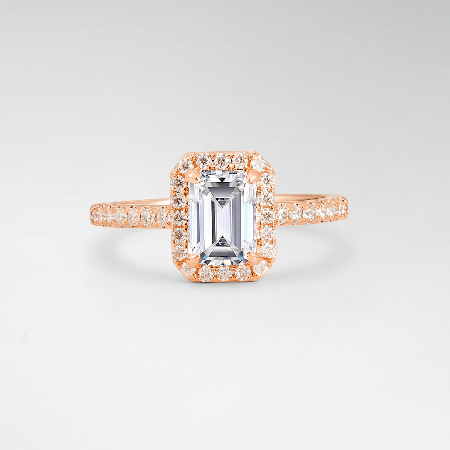 Halo Emerald Cut Lab Diamond 1.5CT Engagement Ring - Additional view