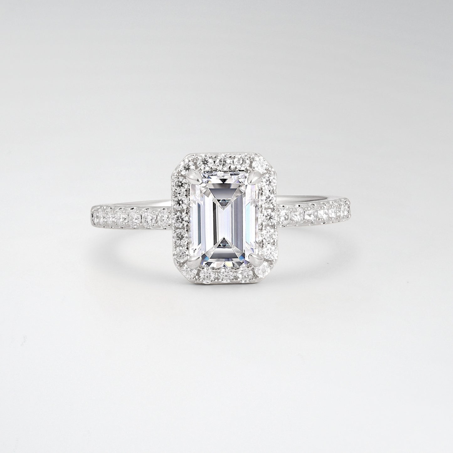 Halo Emerald Cut Lab Diamond 1.5CT Engagement Ring - Additional view