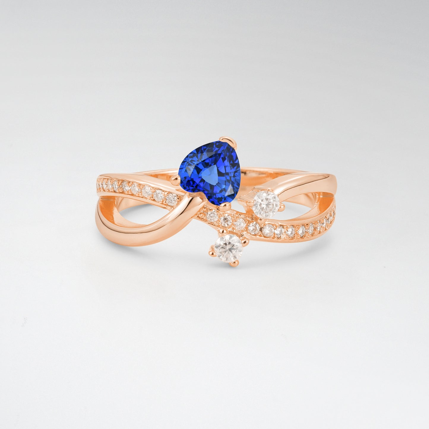 Unique Heart Cut Sapphire 0.5CT Infinity Twisted Band Engagement Ring - Additional view