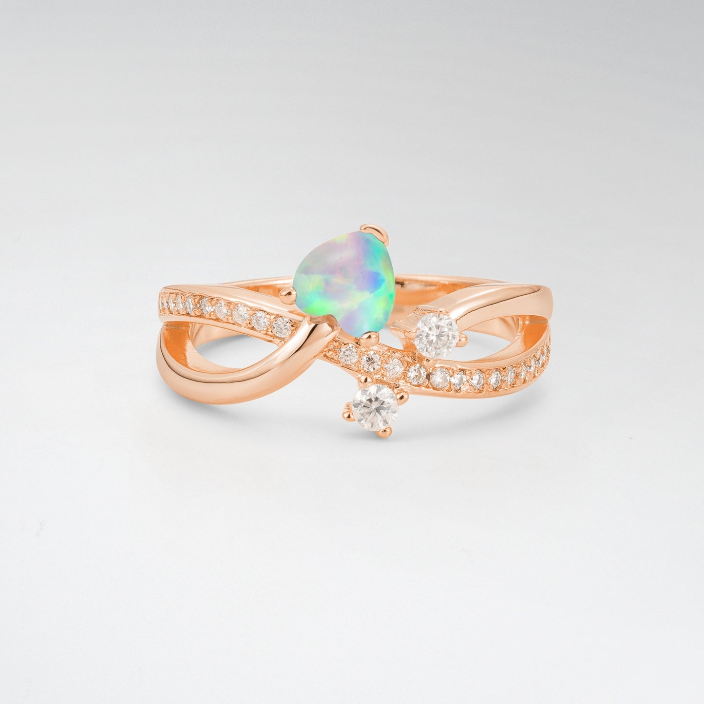 Unique Heart Cut Opal 0.5CT Infinity Twisted Band Engagement Ring - Additional view