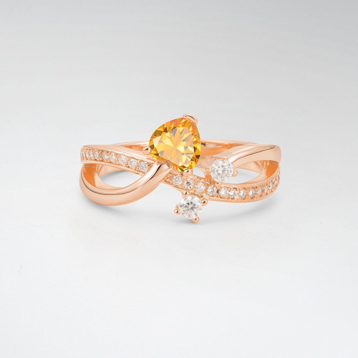 Unique Heart Cut Citrine 0.5CT Infinity Twisted Band Engagement Ring - Additional view