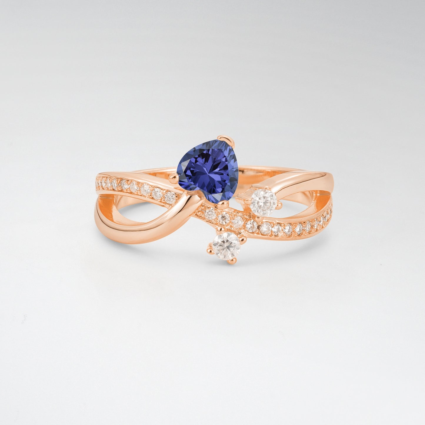 Unique Heart Cut Tanzanite 0.5CT Infinity Twisted Band Engagement Ring - Additional view