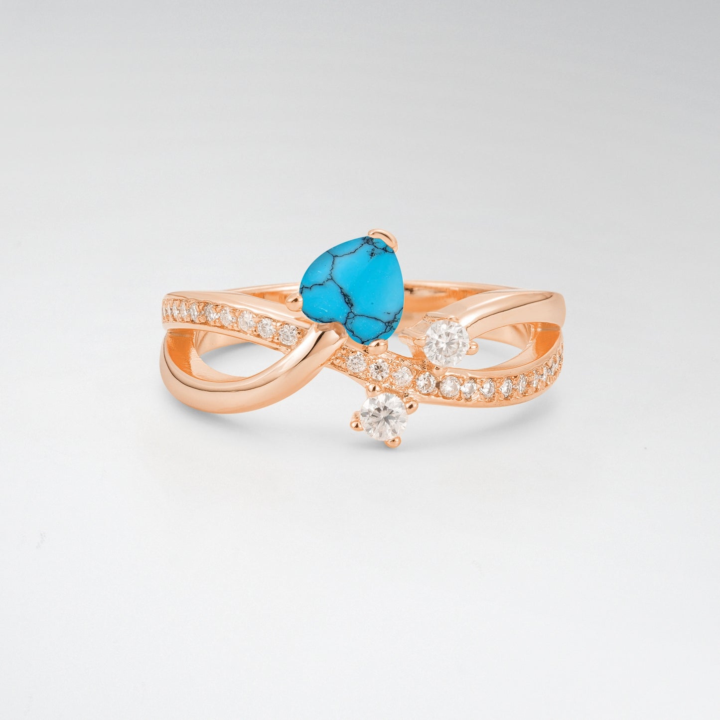 Unique Heart Cut Turquoise 0.5CT Infinity Twisted Band Engagement Ring - Additional view