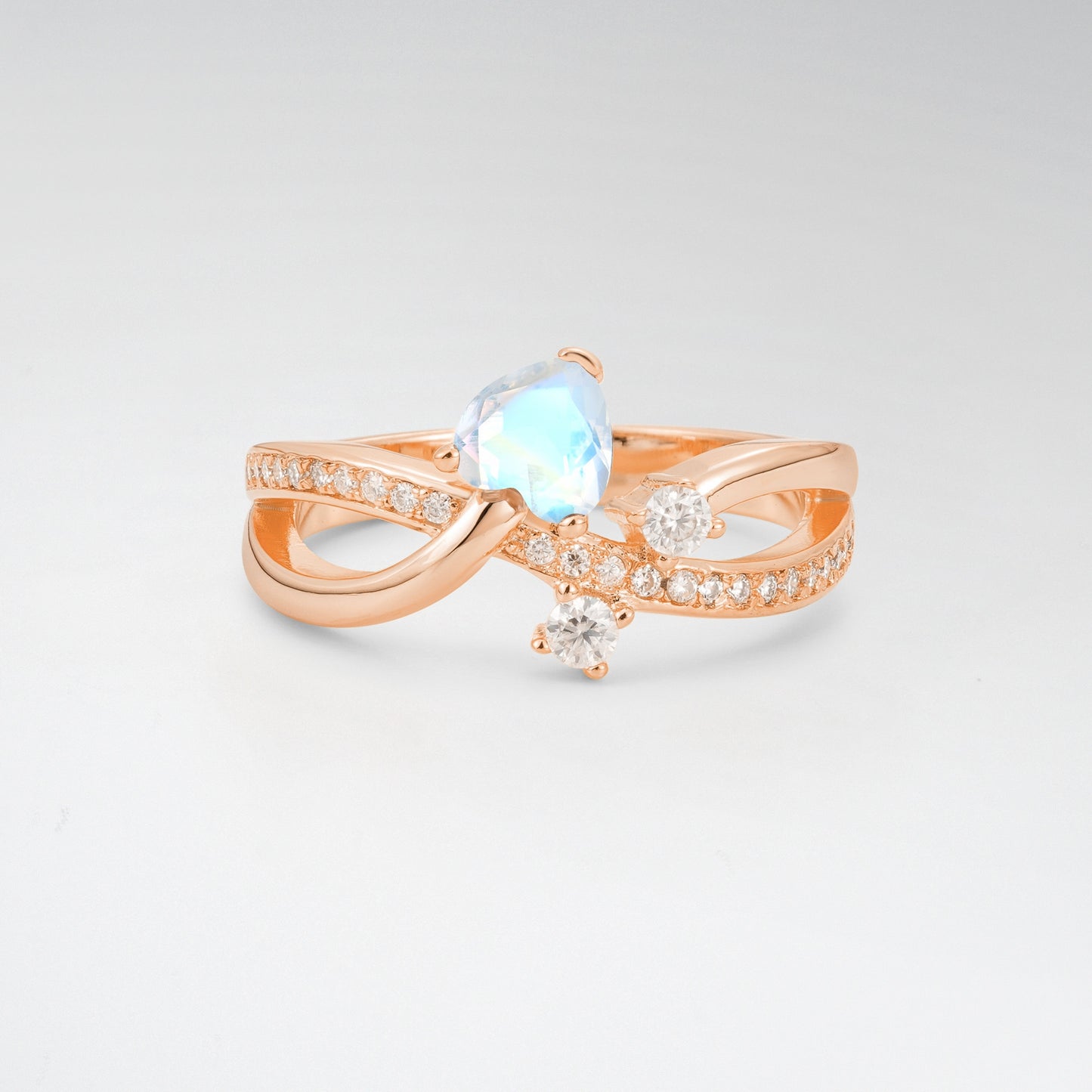 Unique Heart Cut Moonstone 0.5CT Infinity Twisted Band Engagement Ring - Additional view