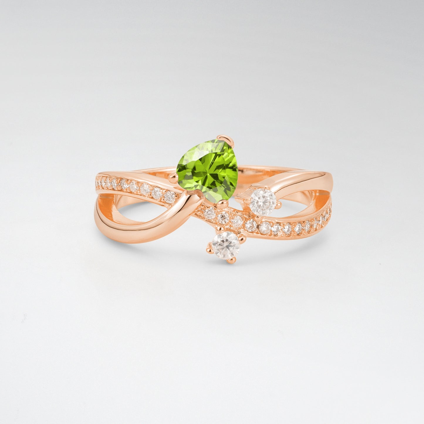 Unique Heart Cut Peridot 0.5CT Infinity Twisted Band Engagement Ring - Additional view