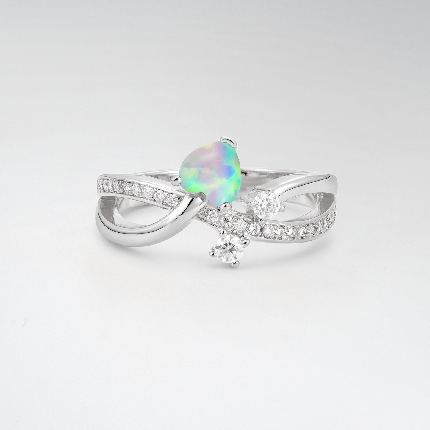 Unique Heart Cut Opal 0.5CT Infinity Twisted Band Engagement Ring - Additional view