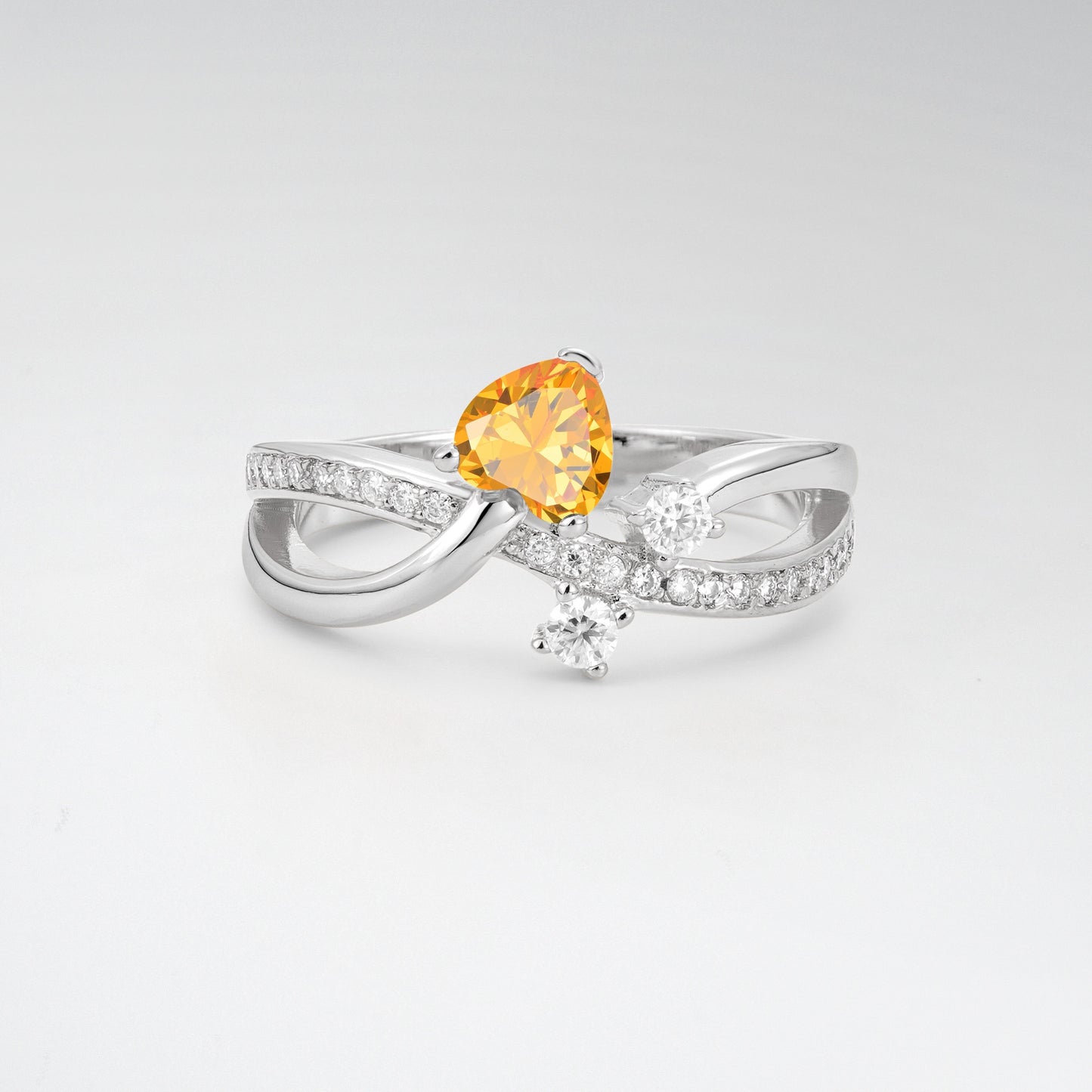 Unique Heart Cut Citrine 0.5CT Infinity Twisted Band Engagement Ring - Additional view