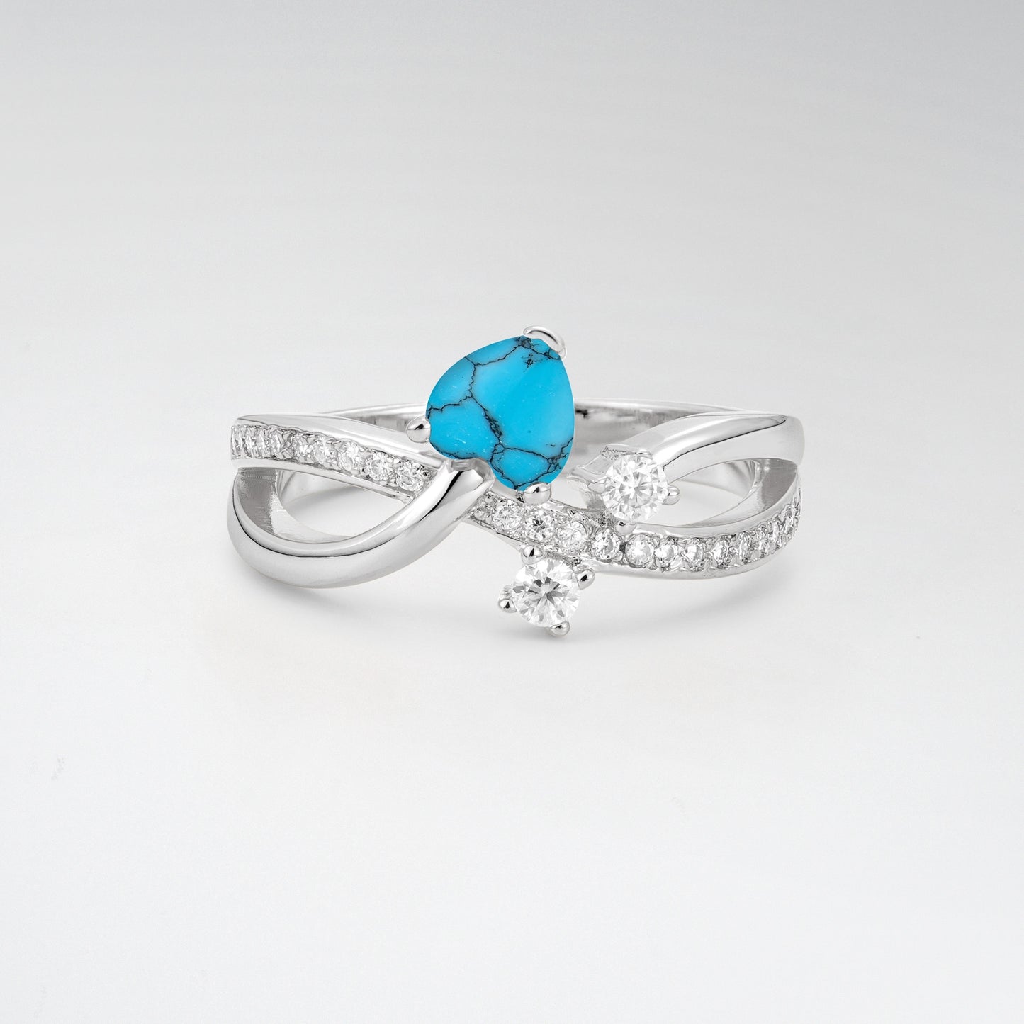 Unique Heart Cut Turquoise 0.5CT Infinity Twisted Band Engagement Ring - Additional view