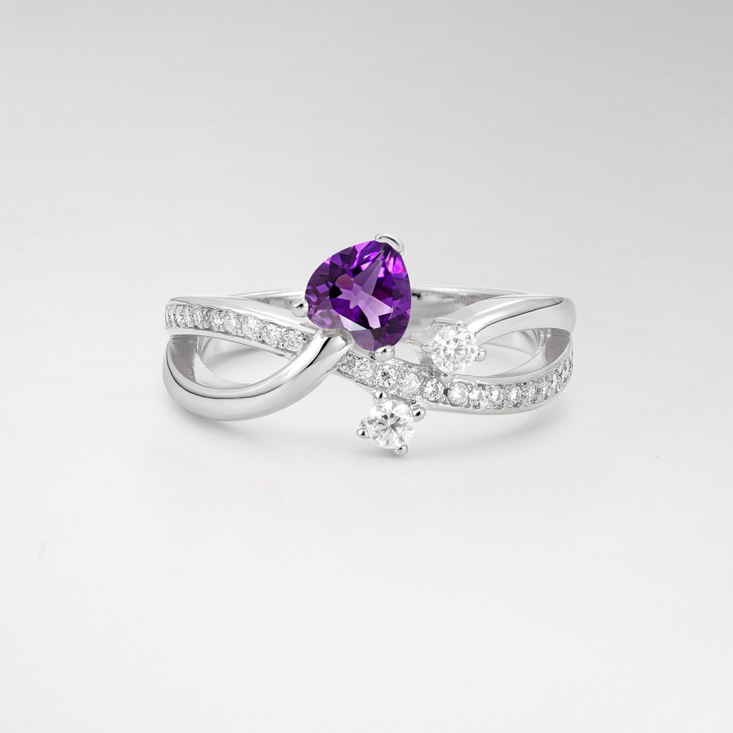 Unique Heart Cut Amethyst 0.5CT Infinity Twisted Band Engagement Ring - Additional view