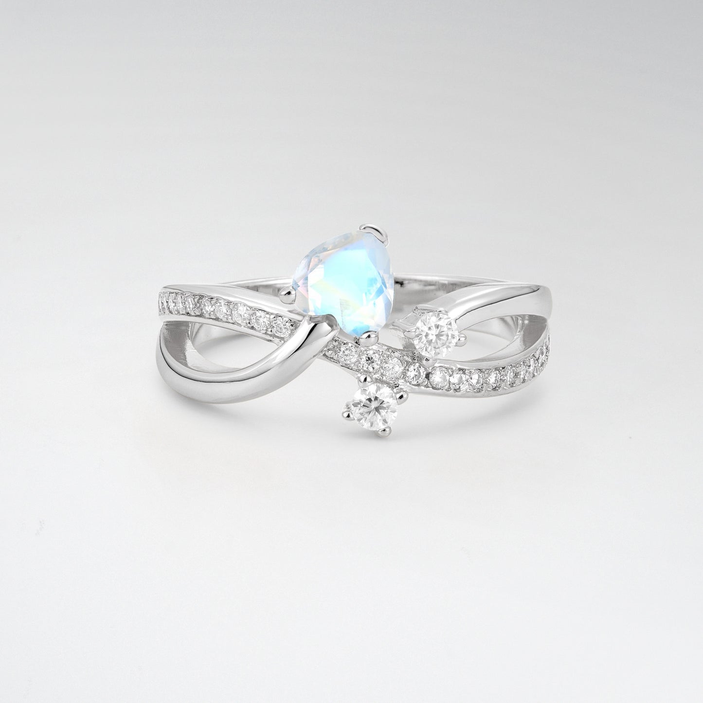 Unique Heart Cut Moonstone 0.5CT Infinity Twisted Band Engagement Ring - Additional view