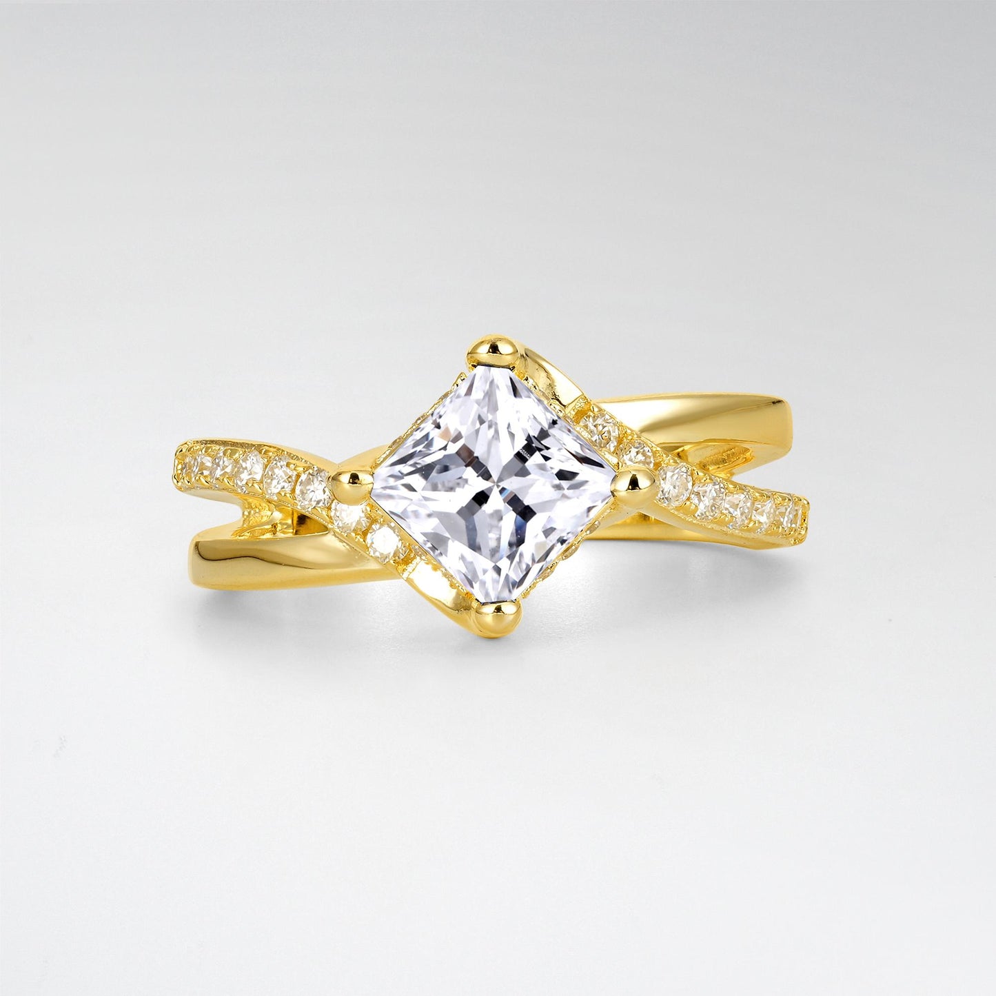 Princess Cut Moissanite Split Shank Engagement Ring - Additional view