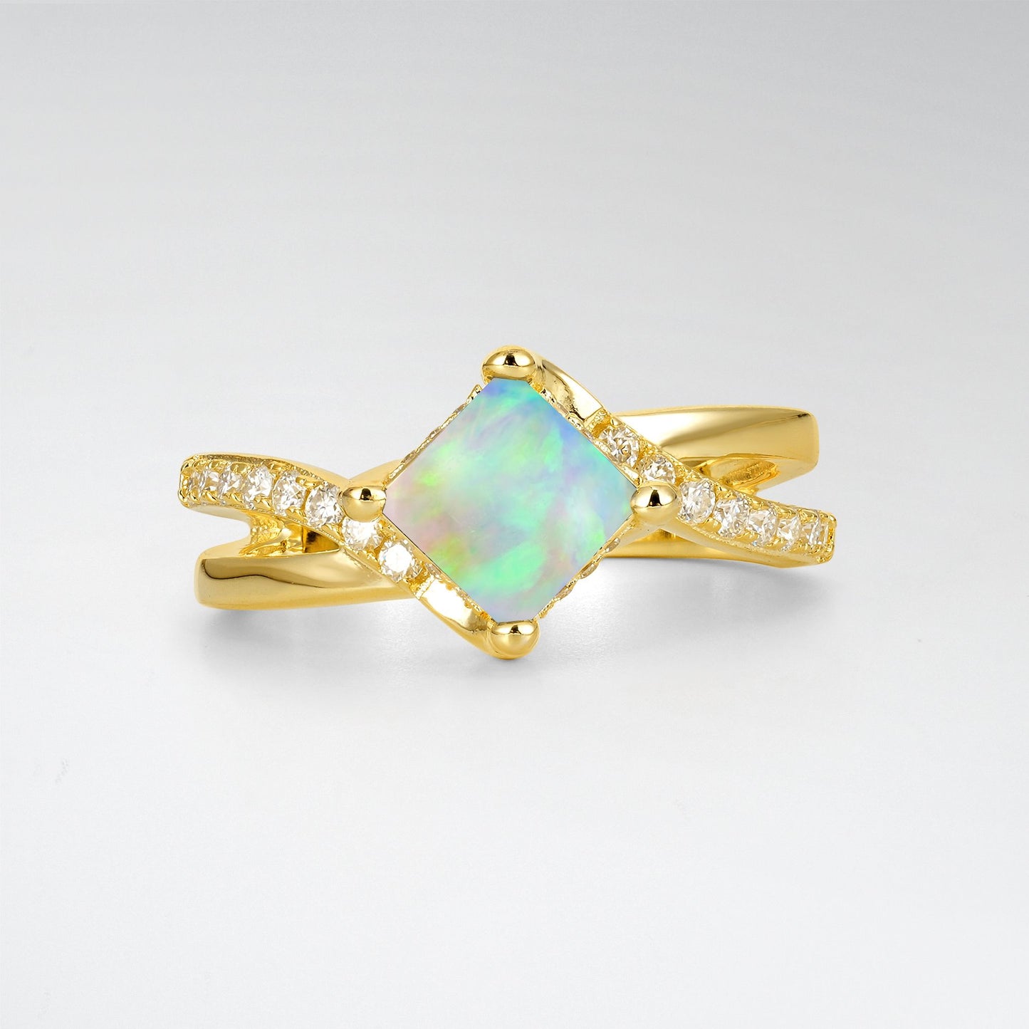 Princess Cut Opal Split Shank Engagement Ring - Additional view