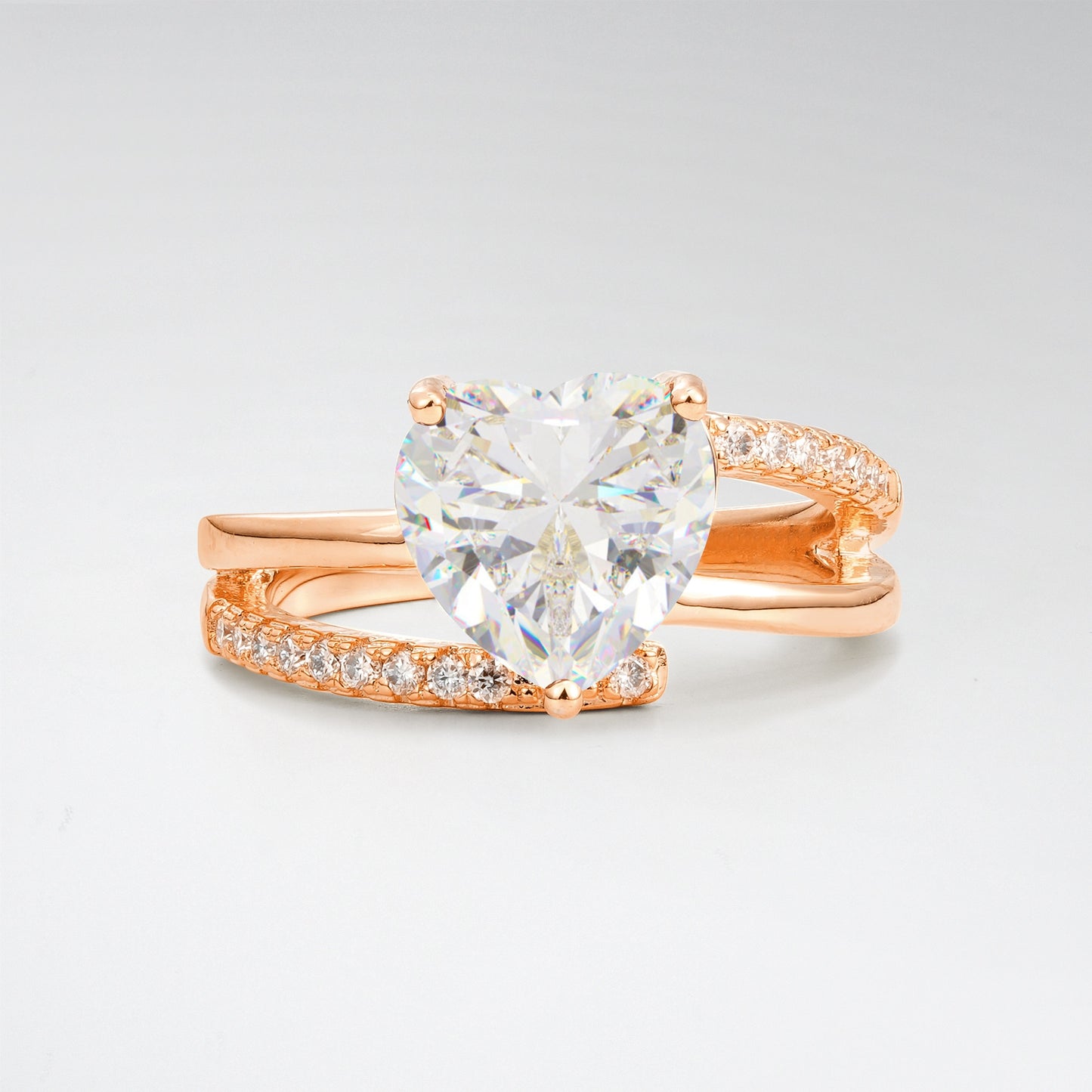 3CT Romantic Heart Cut Moissanite Bypass Pave Band Engagement Ring - Additional view