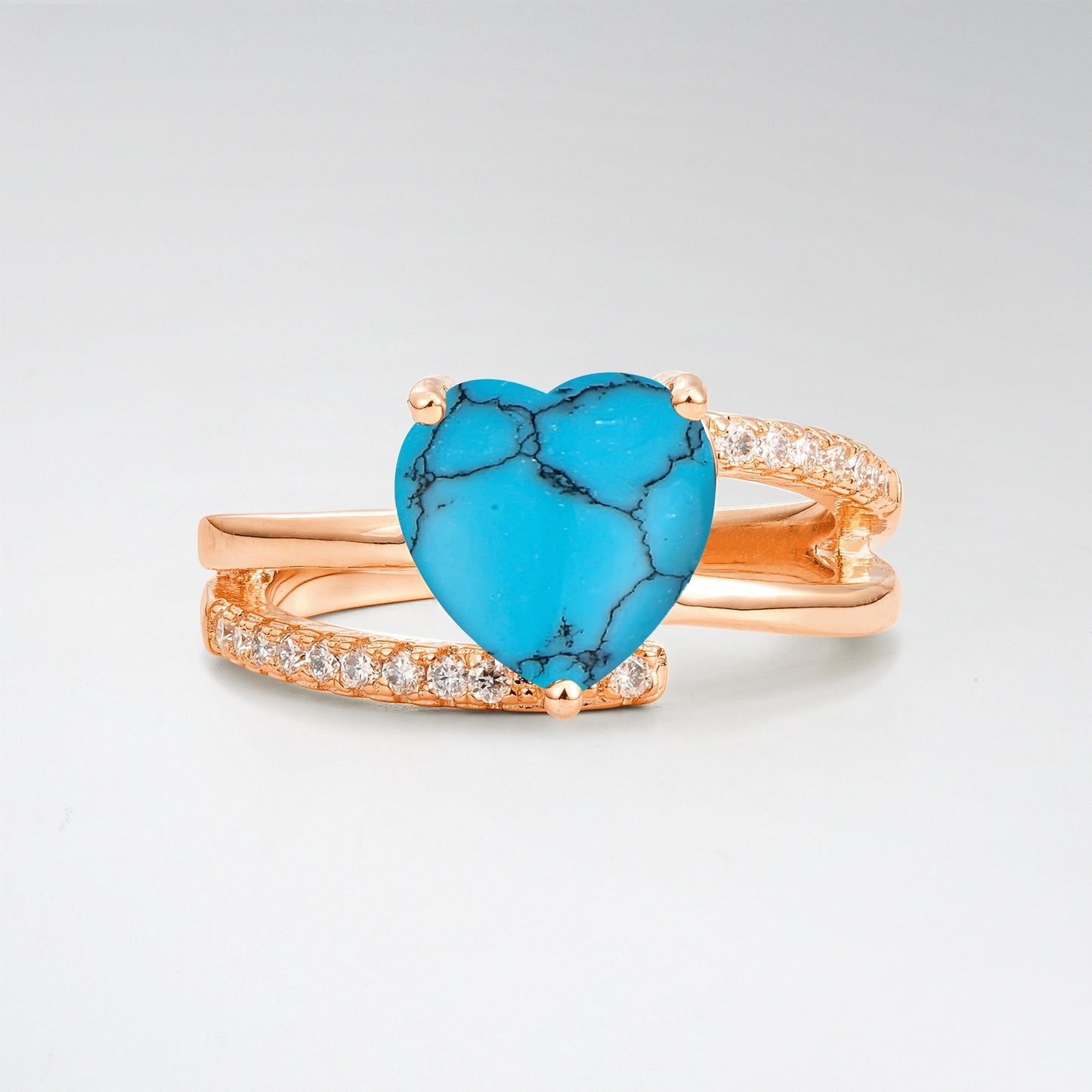 3CT Romantic Heart Cut Turquoise Bypass Pave Band Engagement Ring - Additional view