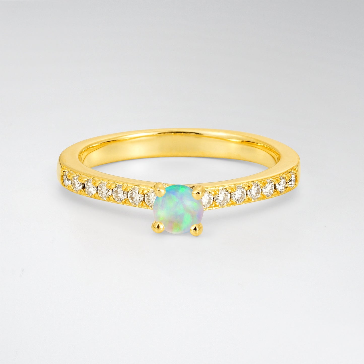 Minimalist Round Cut Opal Promise Ring - Additional view