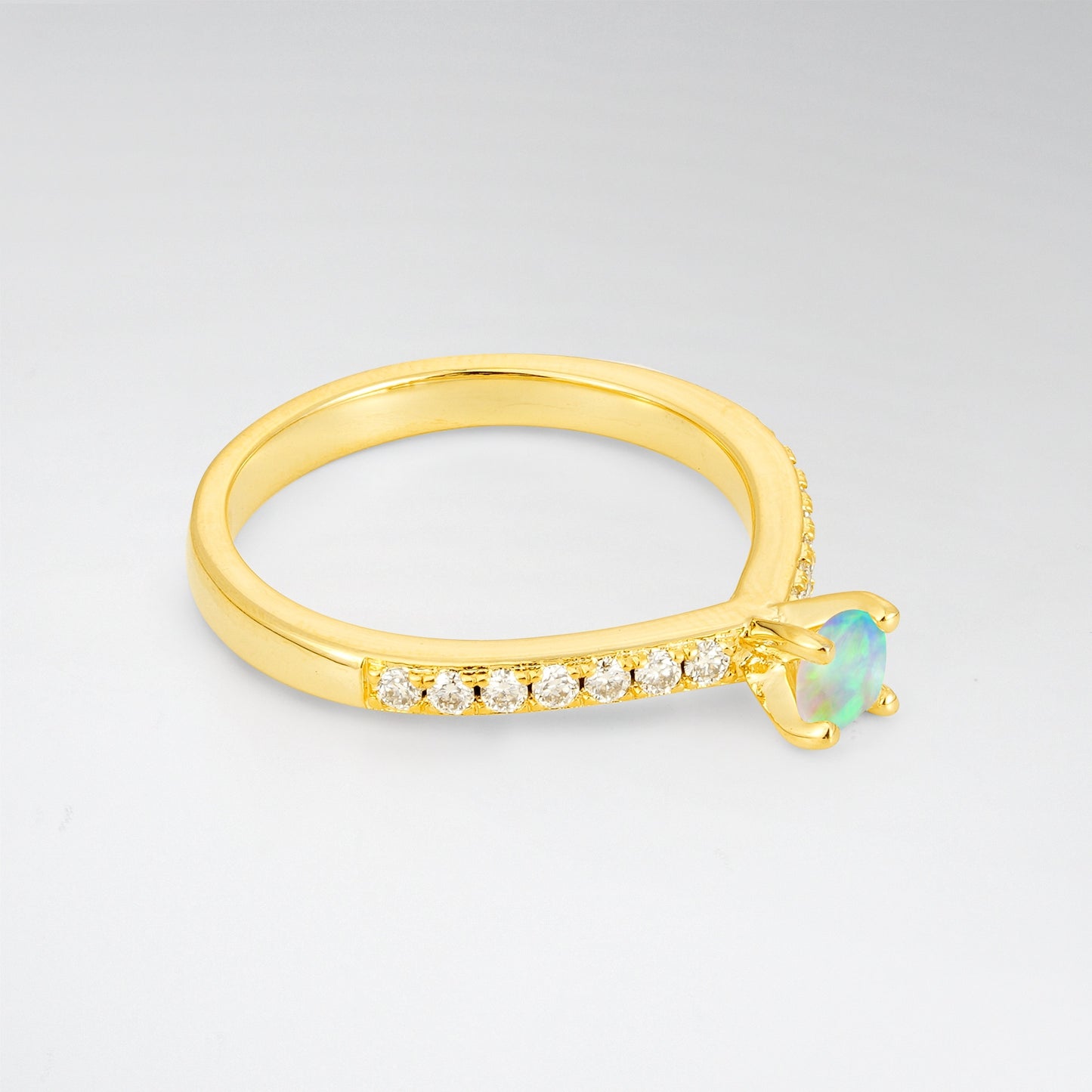 Minimalist Round Cut Opal Promise Ring - Additional view