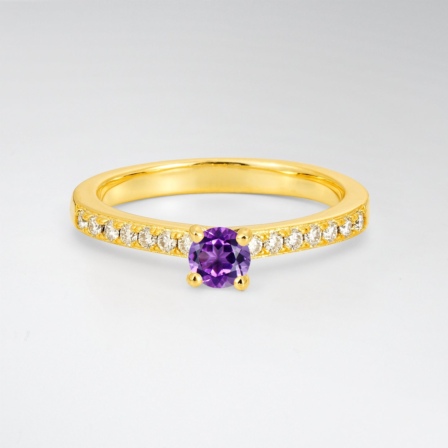Minimalist Round Cut Amethyst Promise Ring - Additional view