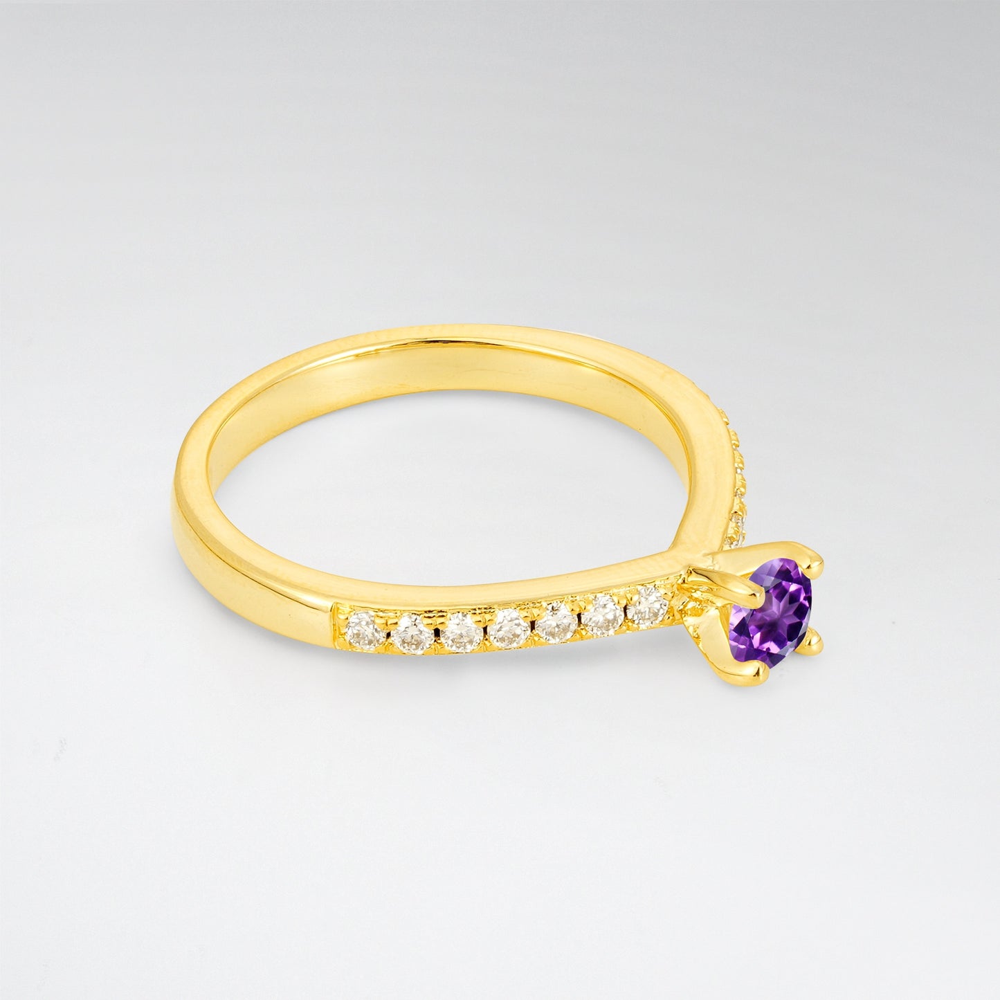 Minimalist Round Cut Amethyst Promise Ring - Additional view