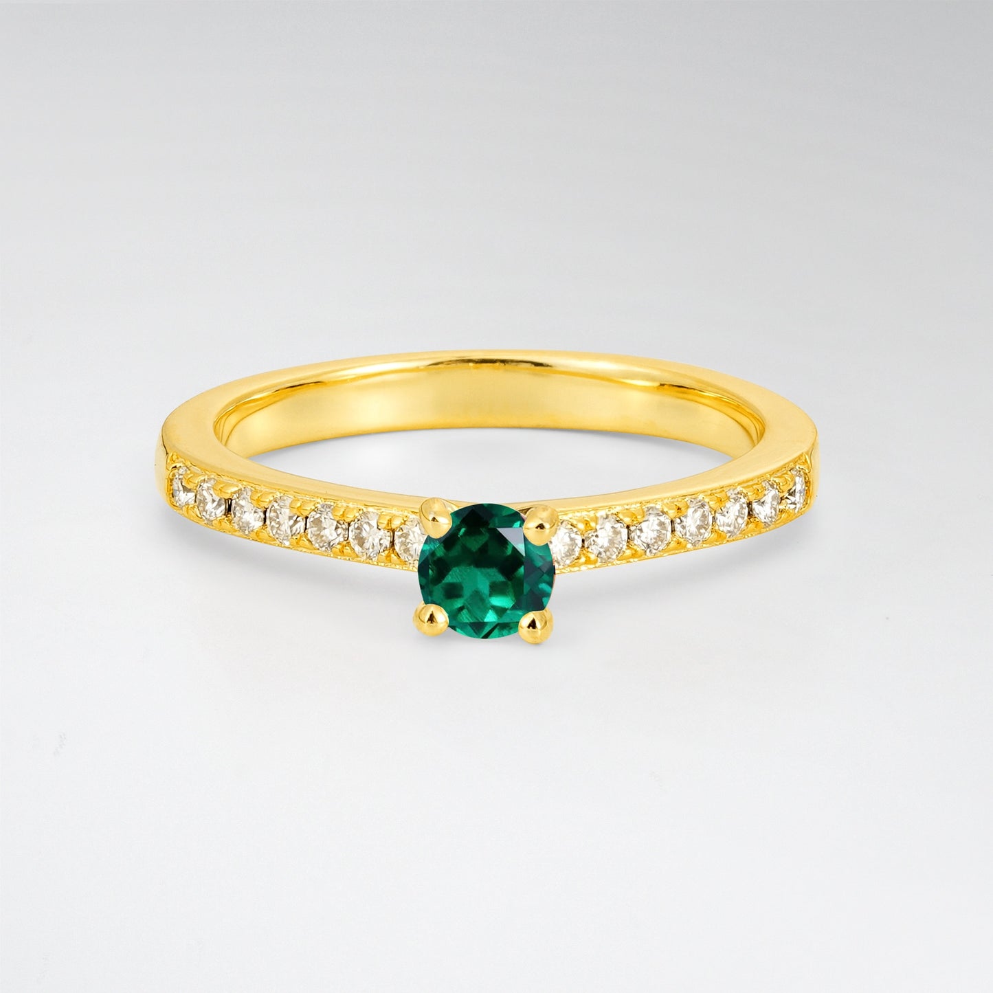 Minimalist Round Cut Emerald Promise Ring - Additional view