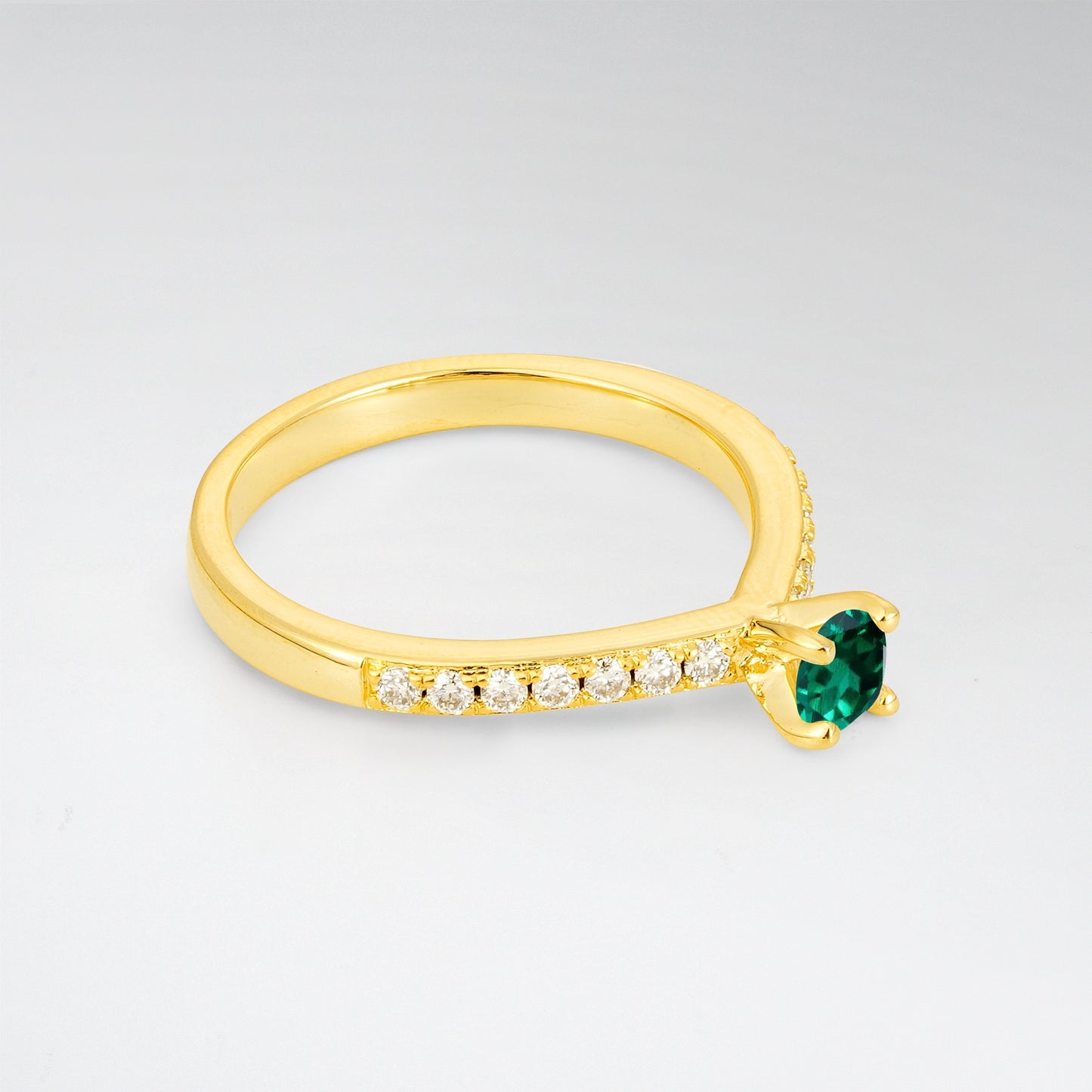 Minimalist Round Cut Emerald Promise Ring - Additional view