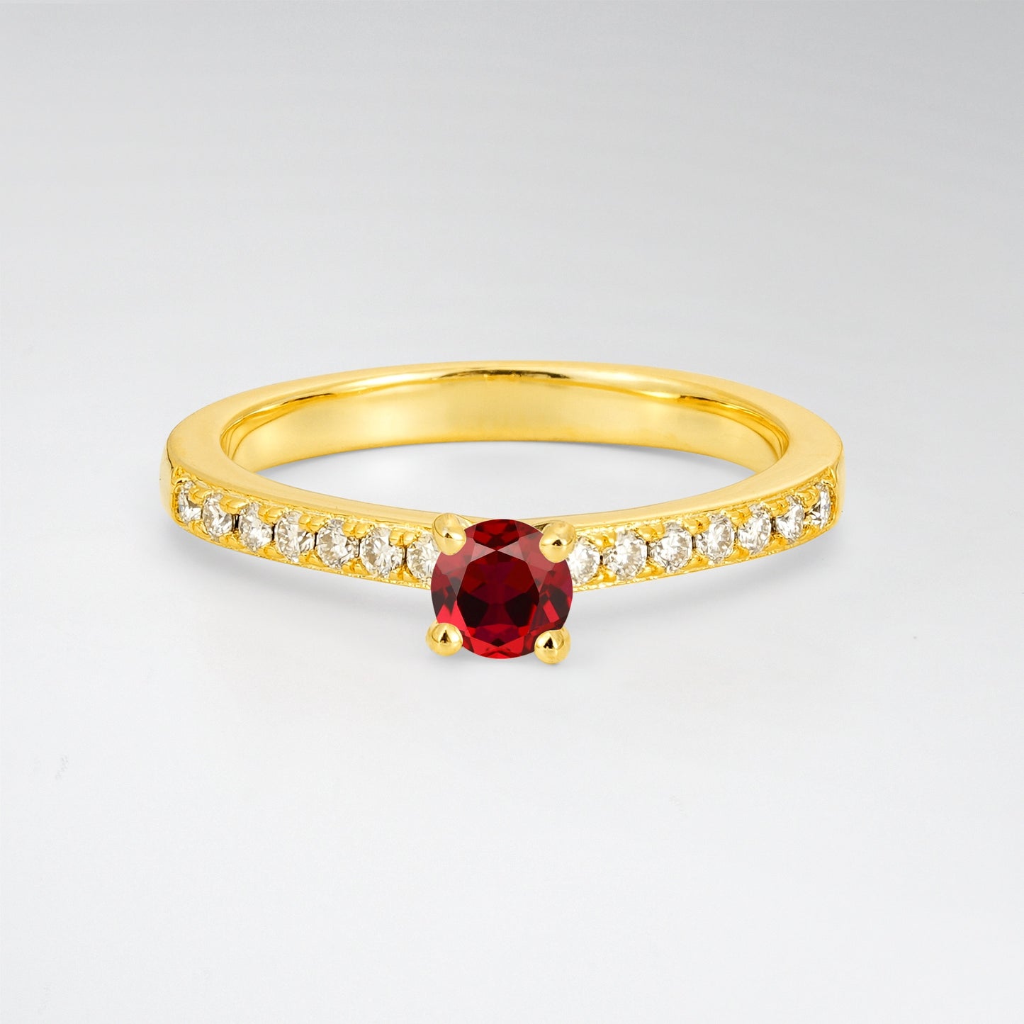 Minimalist Round Cut Ruby Promise Ring - Additional view