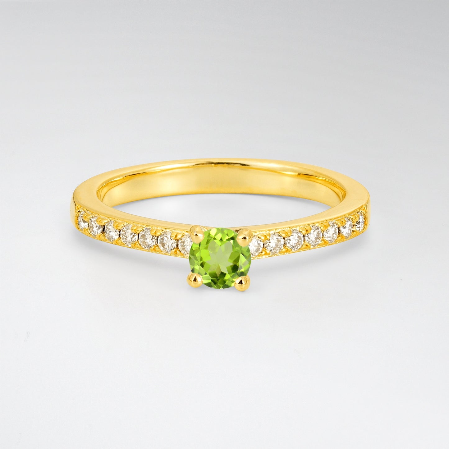 Minimalist Round Cut Peridot Promise Ring - Additional view